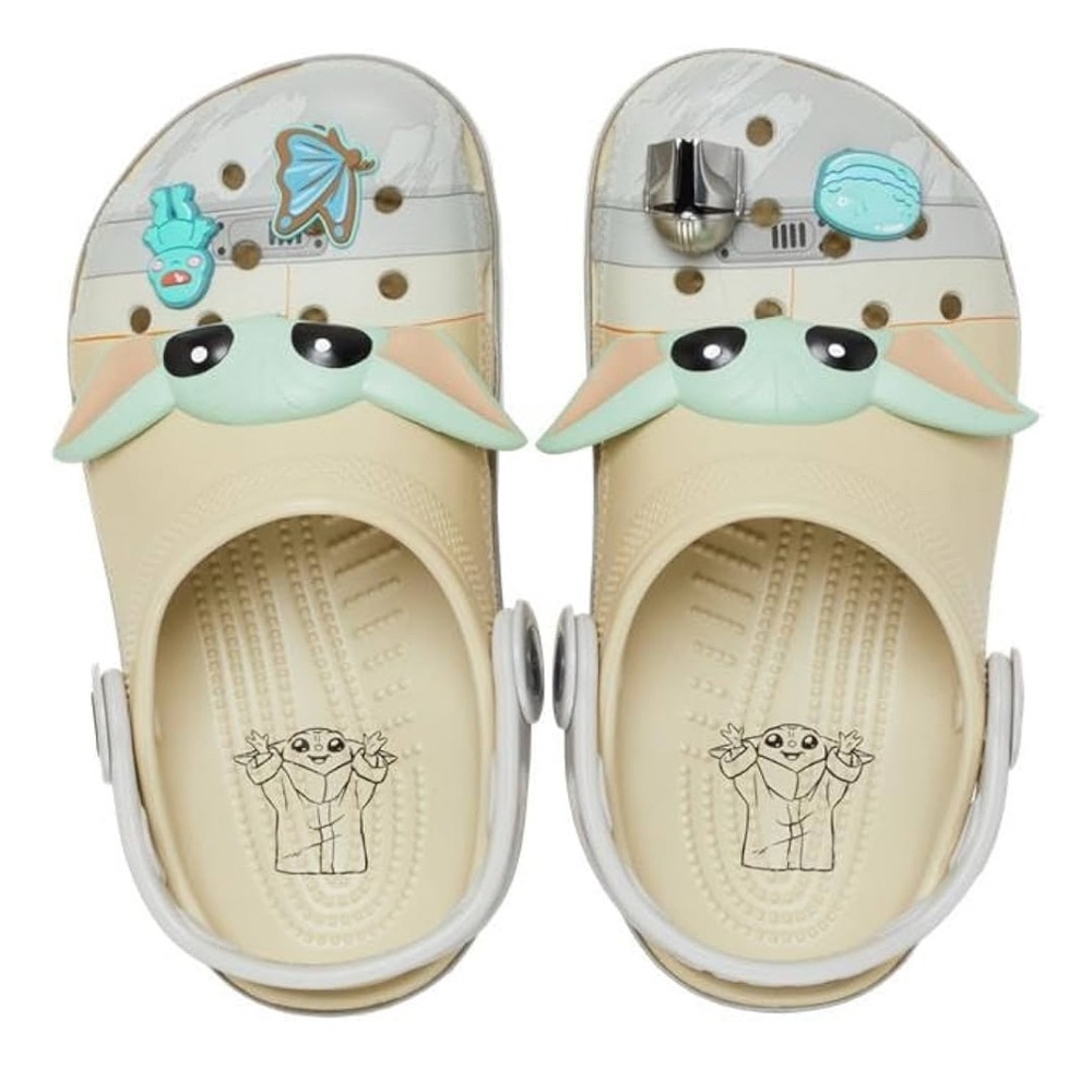 Crocs Star Wars Grogu Classic Kids US 3 Bone Slip On Comfort Casual Shoes QLW145